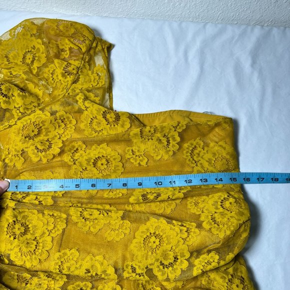 For Love And Lemons NWT Tiana one shoulder yellow lace mini dress - Picture 9 of 16